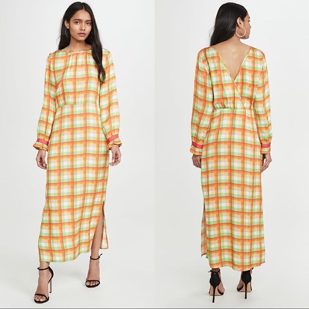 Brand New VEDA Crane Crepe Dress In Landscape Plaid size P